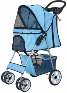 confidence deluxe folding four wheel pet stroller for cats and dogs